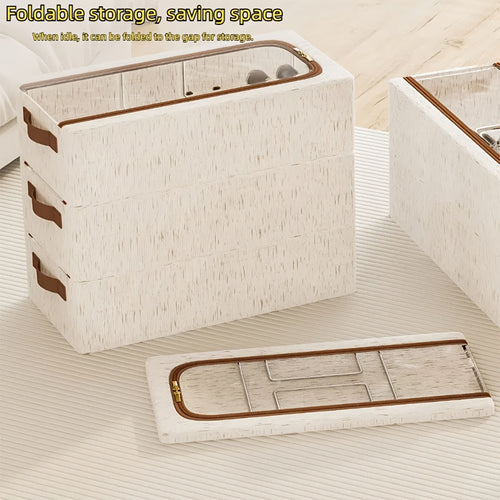 2pcs Thickened Fabric Folding Bed Storage Boxes with Clear Lids- Space-Saving Organizer for Shoes,, and More- Durable, Dustproof Design for Bedroom, Living Room, or Attic- Perfect Christmas Gift Idea, Shoe Storage Organizer, Bedroom Organizer