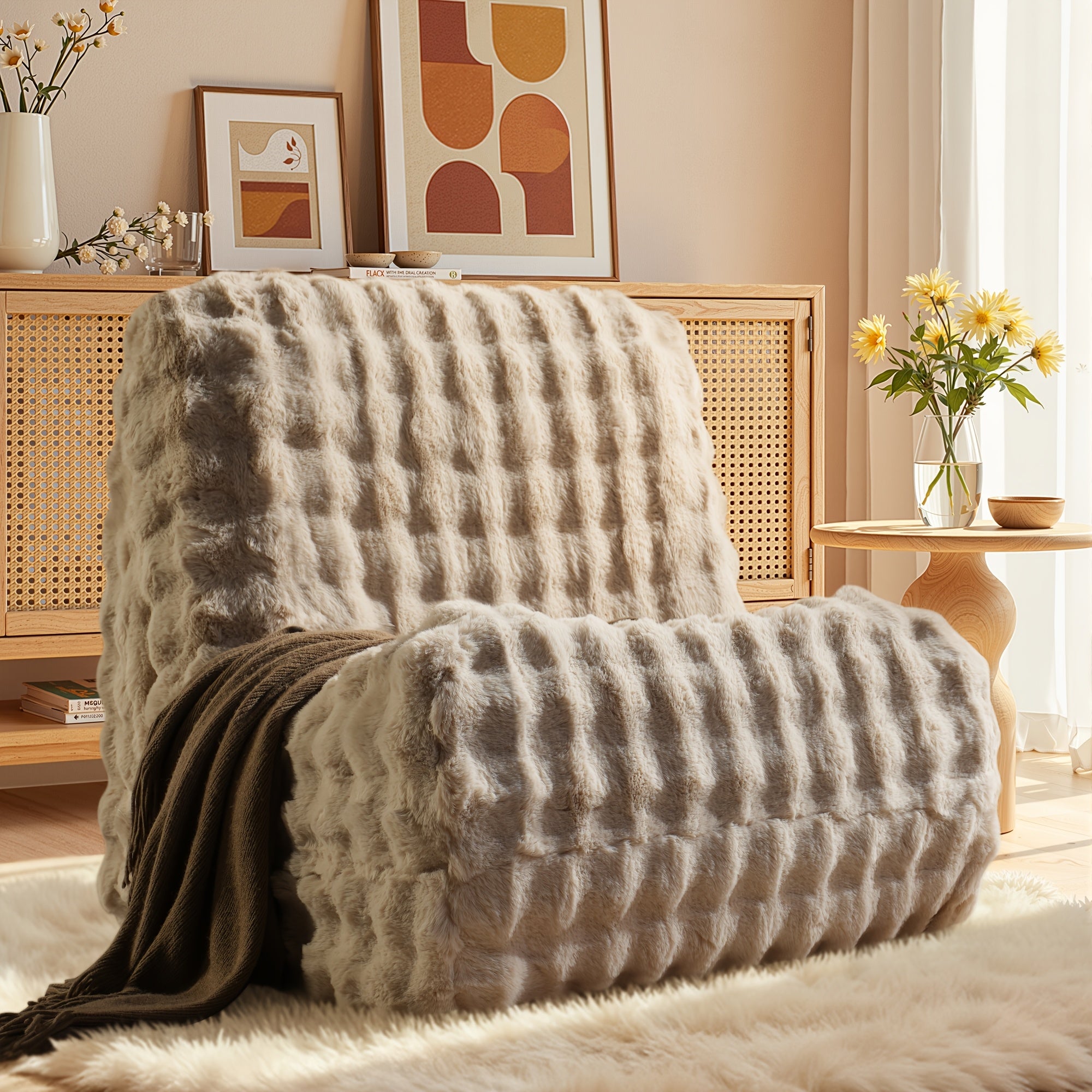 Foldable Single-Seater Sofa Chair Suitable for Adults & Teens - Foam Cushion Floor Lounger with Soft Plush Fabric, Space-Saving Foldable, Easy Setup Bedside Chair for Small Spaces, Gaming, Reading, -Friendly Lounger
