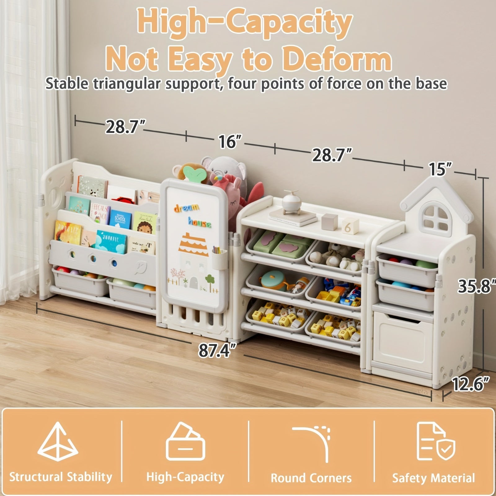 A Versatile Storage Solution for Featuring 10 Detachable Bins And a 3-Tier Bookshelf, Serving As a Multifunctional Organizer with a Drawing Board, Perfect for a Bedroom, Playroom, Or Living Area