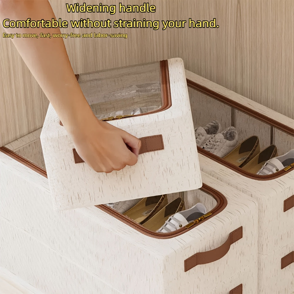 2pcs Thickened Fabric Folding Bed Storage Boxes with Clear Lids- Space-Saving Organizer for Shoes,, and More- Durable, Dustproof Design for Bedroom, Living Room, or Attic- Perfect Christmas Gift Idea, Shoe Storage Organizer, Bedroom Organizer