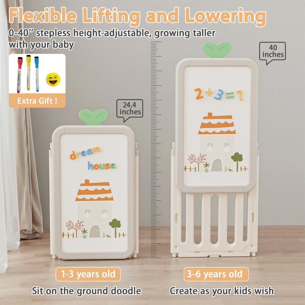 A Versatile Storage Solution for Featuring 10 Detachable Bins And a 3-Tier Bookshelf, Serving As a Multifunctional Organizer with a Drawing Board, Perfect for a Bedroom, Playroom, Or Living Area