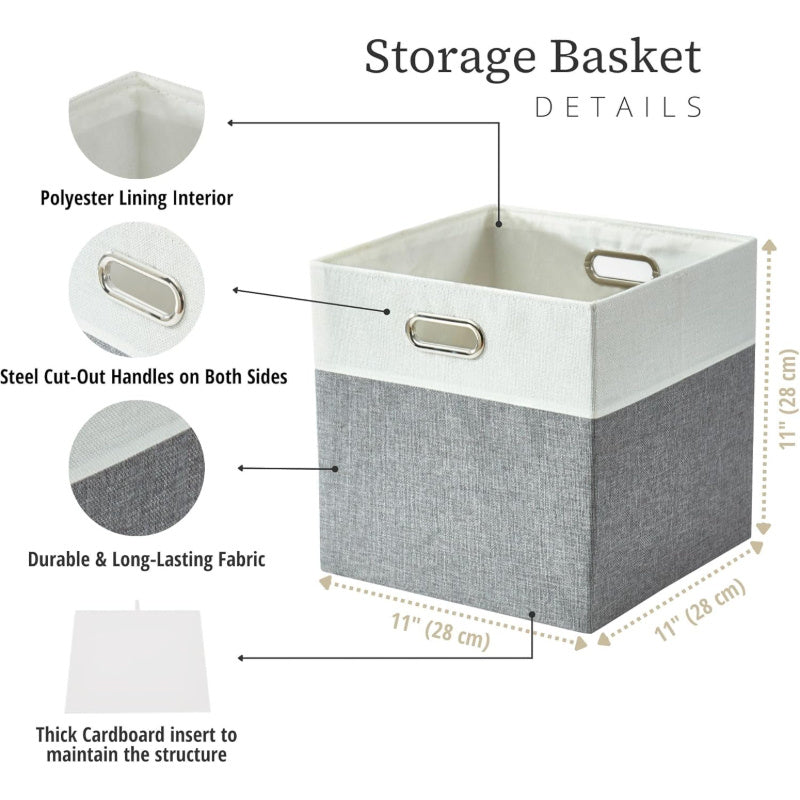 DECOMOMO Cube Storage Box - Karax Box, Cube Storage Box, Storage Basket (Gray And White, Set of 3)