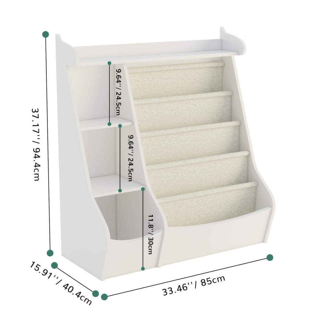 Children's Wooden Multi-Functional Bookshelf, 4-Tier Deer-Shaped Display Bookcase, 4-Layer Hanging Storage Rack, Book & Toy Organizer, Suitable for Kids' Rooms, Playrooms, Kindergartens & Daycares