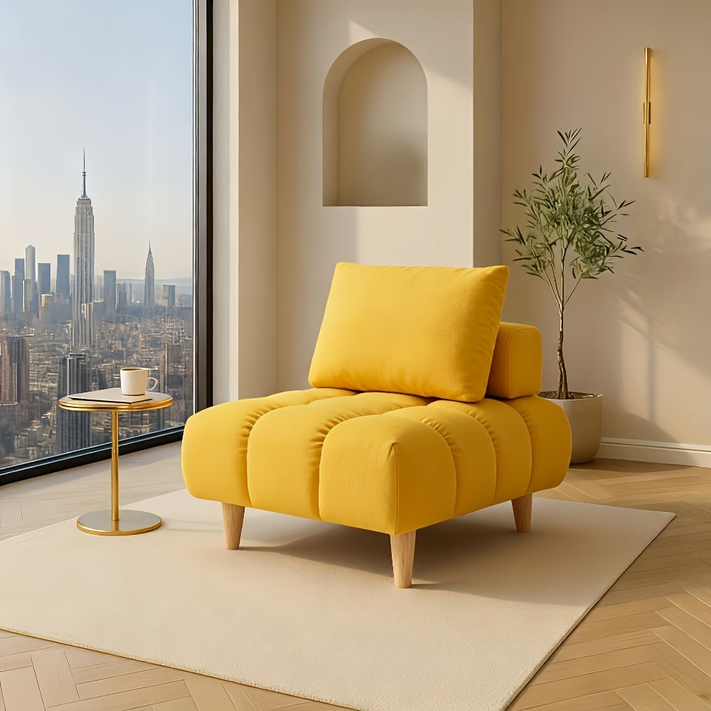 30 inches long Teddy Sofa Fabric | Spacious and Comfortable Seat, Classic Style, Hardwood Frame, Artificial Board, Yellow Fabric, for Apartment, Office, Living Room - JVFUN