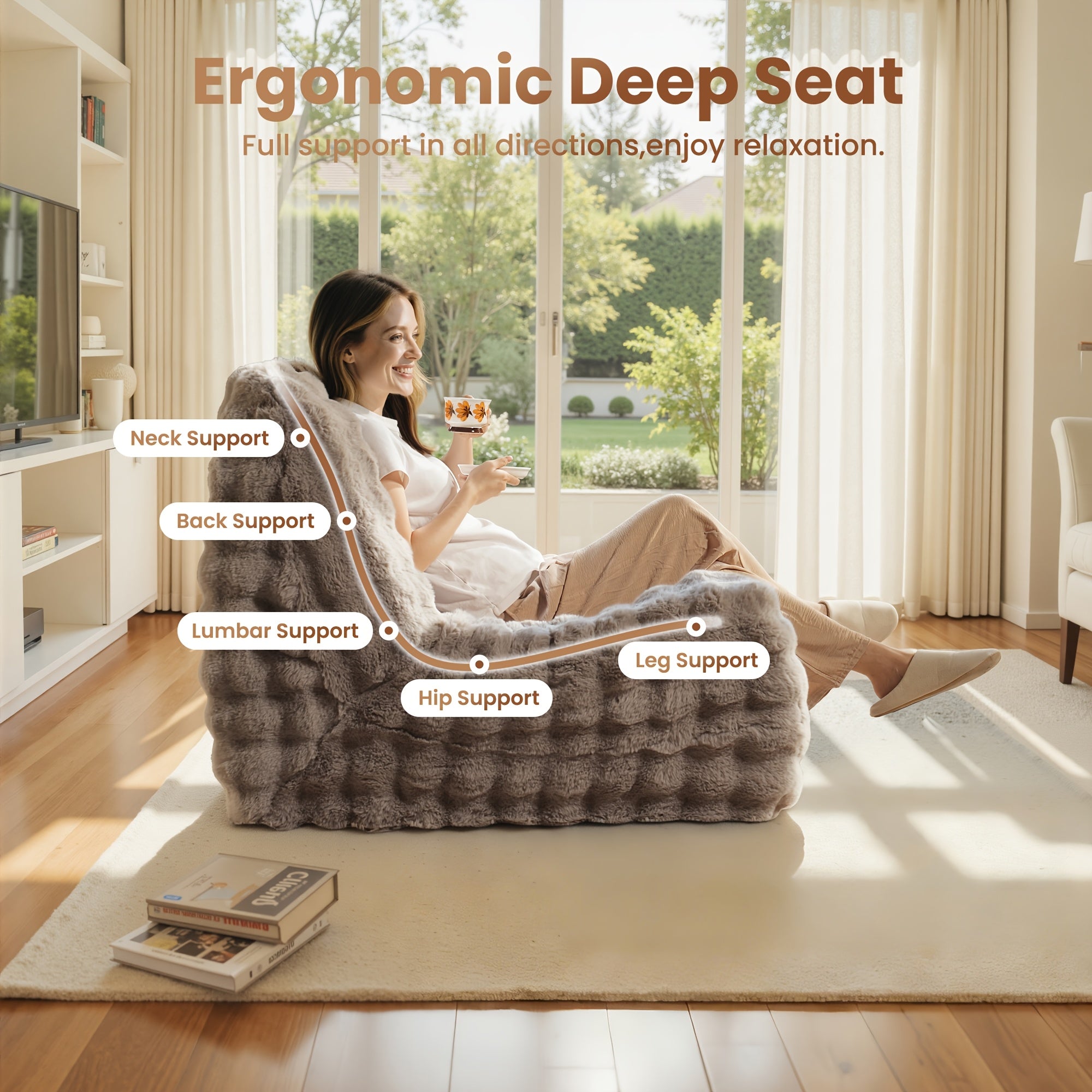 Foldable Single-Seater Sofa Chair Suitable for Adults & Teens - Foam Cushion Floor Lounger with Soft Plush Fabric, Space-Saving Foldable, Easy Setup Bedside Chair for Small Spaces, Gaming, Reading, -Friendly Lounger