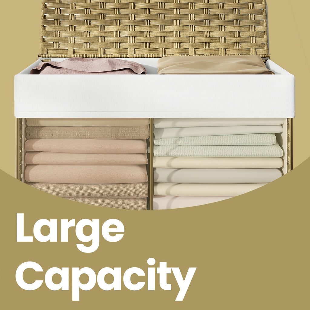 27.74gal Storage Basket with Lid, Blanket Storage Bin with Handles, Foldable, Removable Liner, Metal Frame, for Bedroom, Laundry Room, Laundry Baskets