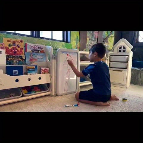 A Versatile Storage Solution for Featuring 10 Detachable Bins And a 3-Tier Bookshelf, Serving As a Multifunctional Organizer with a Drawing Board, Perfect for a Bedroom, Playroom, Or Living Area