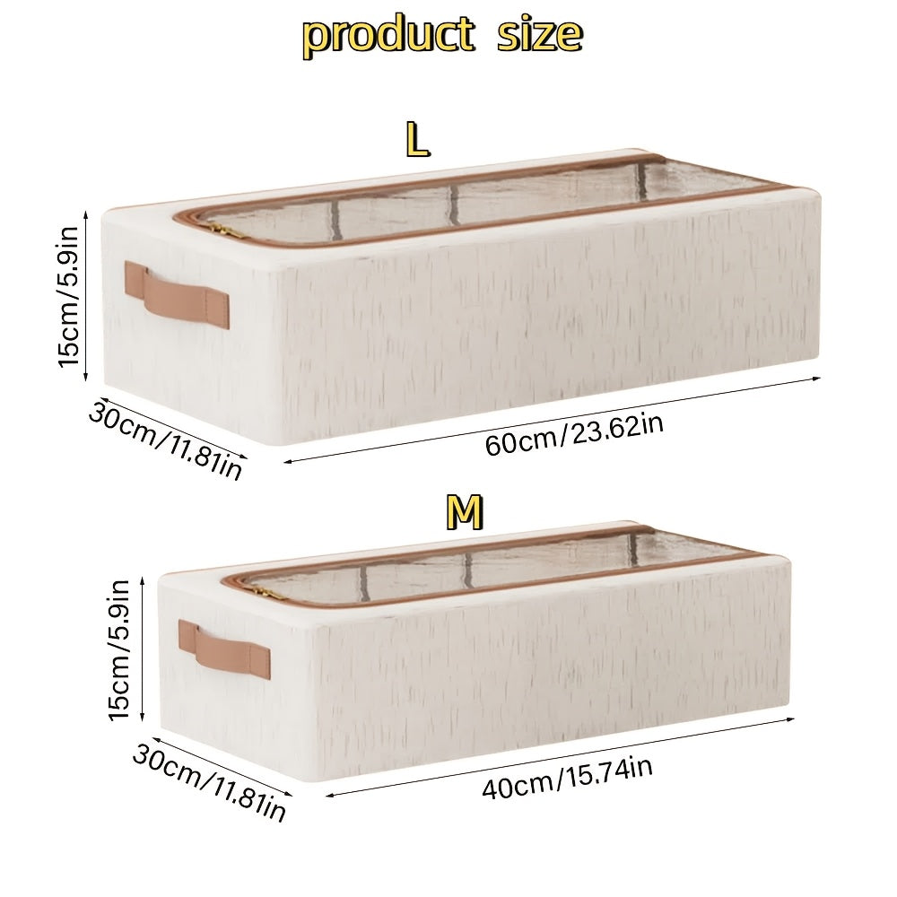 2pcs Thickened Fabric Folding Bed Storage Boxes with Clear Lids- Space-Saving Organizer for Shoes,, and More- Durable, Dustproof Design for Bedroom, Living Room, or Attic- Perfect Christmas Gift Idea, Shoe Storage Organizer, Bedroom Organizer
