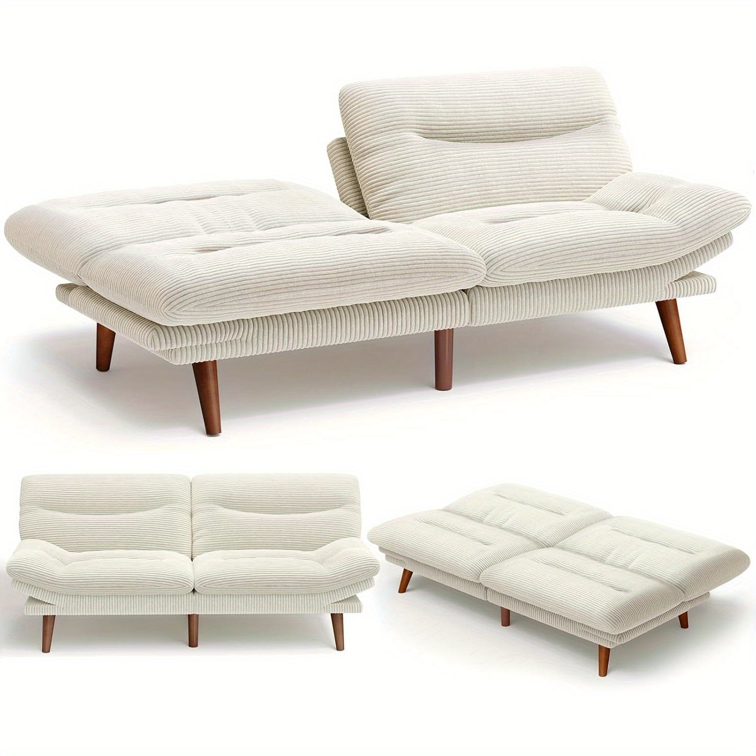 66-75Inch Futon Sofa Bed with Adjustable Backrest Armrests, Convertible Futon Sofa Couch for Small Spaces, Living Room Or Office, Corduroy Futons Sofas Bed Christmas Gift Decoration Sofa