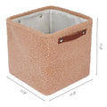 Set of 3 Collapsible Fabric Storage Baskets with Square Open-Top Bins & Leather Handles - Shelf Organizers Suitable for Home, Office,, Pantry - Space-Saving Bins, Rope, Shelf Baskets