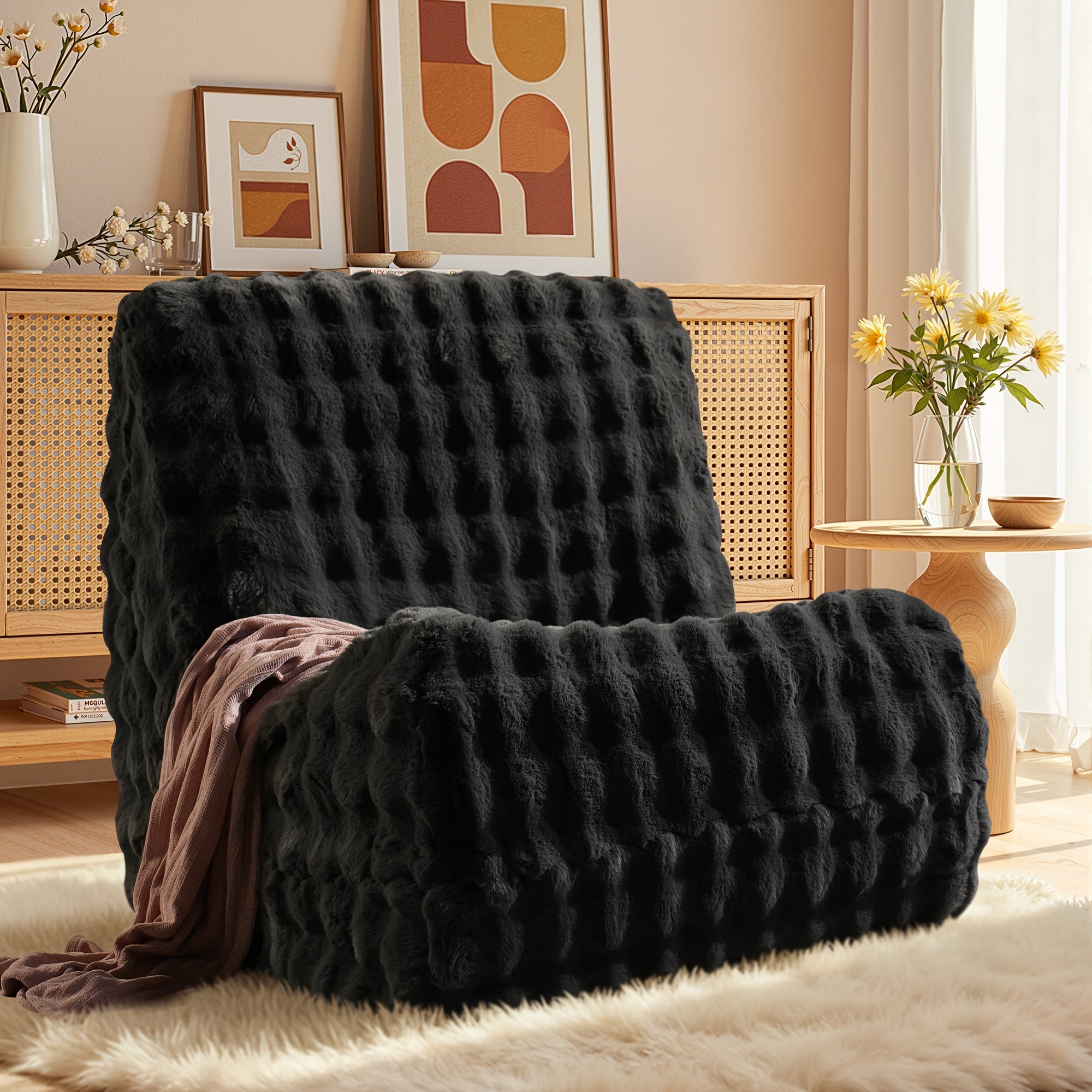 Foldable Single-Seater Sofa Chair Suitable for Adults & Teens - Foam Cushion Floor Lounger with Soft Plush Fabric, Space-Saving Foldable, Easy Setup Bedside Chair for Small Spaces, Gaming, Reading, -Friendly Lounger