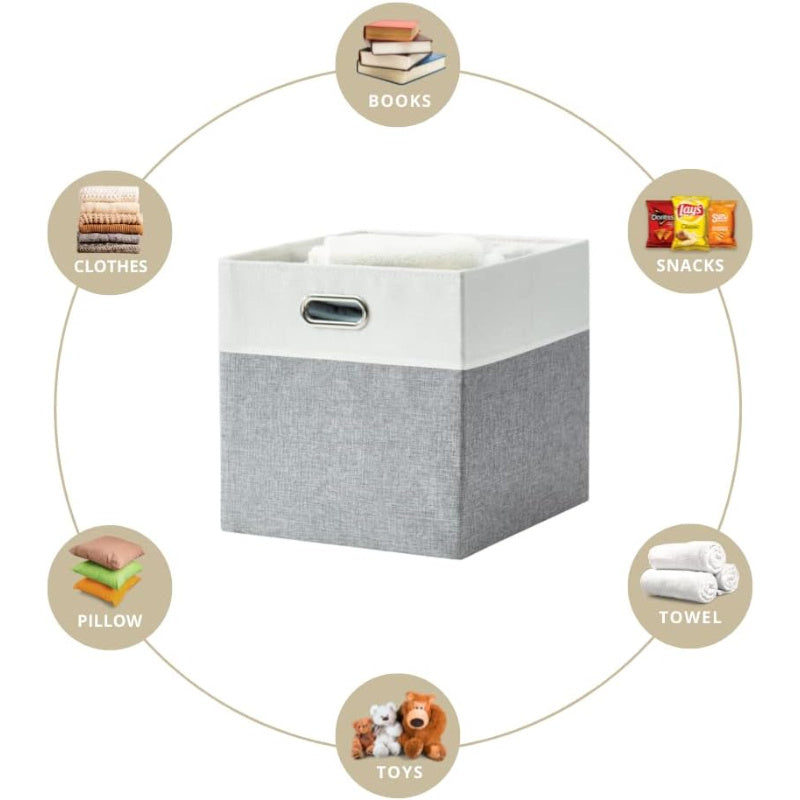 DECOMOMO Cube Storage Box - Karax Box, Cube Storage Box, Storage Basket (Gray And White, Set of 3)