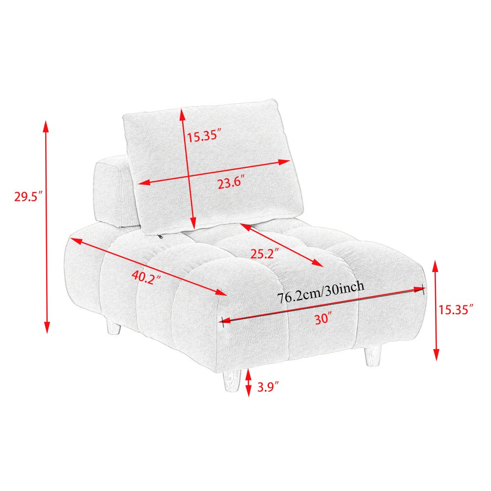 30 inches long Teddy Sofa Fabric | Spacious and Comfortable Seat, Classic Style, Hardwood Frame, Artificial Board, Yellow Fabric, for Apartment, Office, Living Room - JVFUN