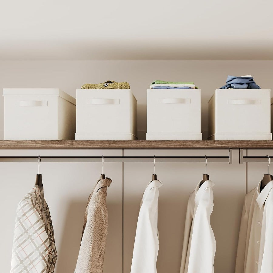Tianshan Snow Cotton Storage Box, Thickened Fabric Drawer-Type Dustproof Foldable Organizer for Wardrobe & Clothes