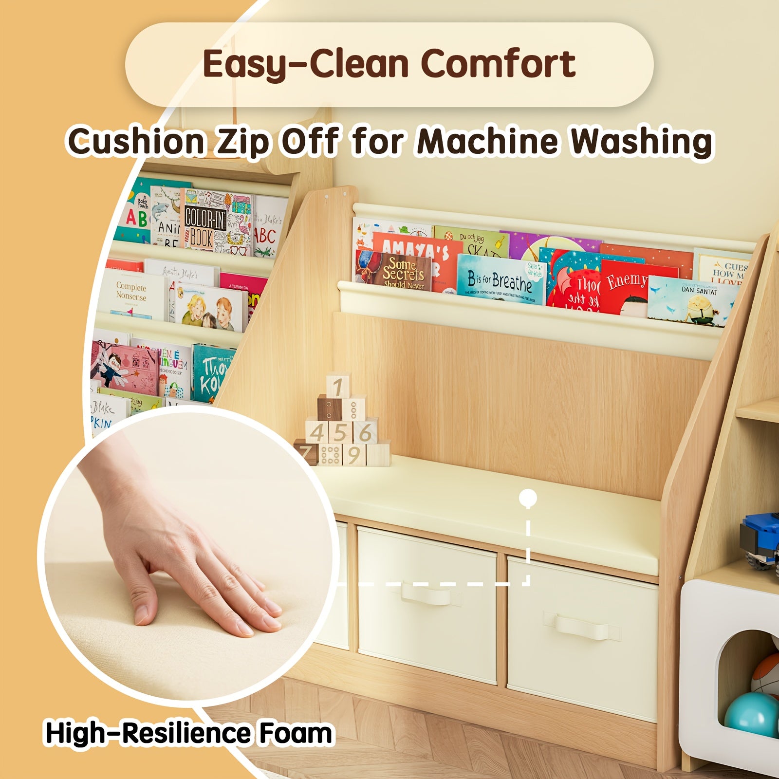 Reading Corner Featuring Storage - a Three-Level Bookshelf, a Bench with Drawers, And Hooks, Perfect As a Christmas Present for Ages 3 to 12