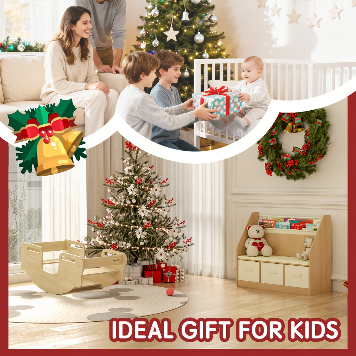 Reading Corner Featuring Storage - a Three-Level Bookshelf, a Bench with Drawers, And Hooks, Perfect As a Christmas Present for Ages 3 to 12