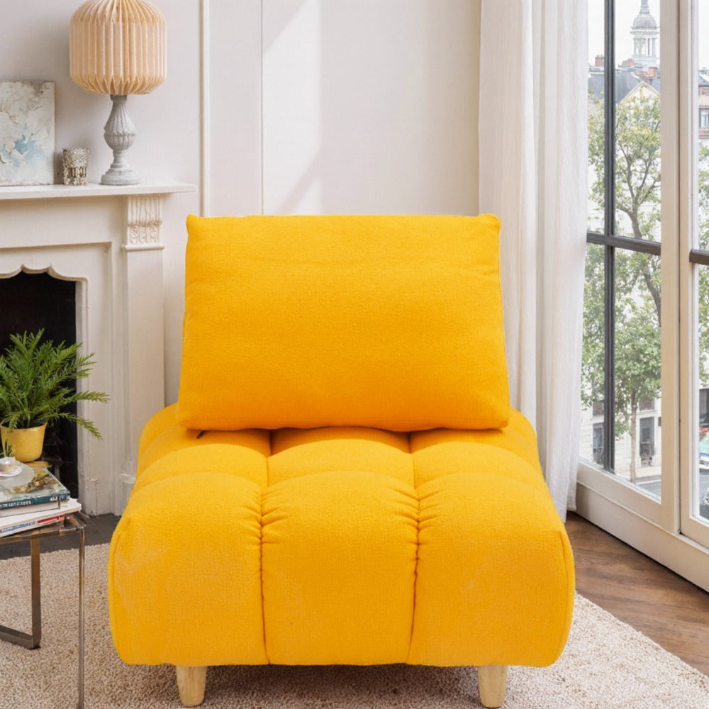 30 inches long Teddy Sofa Fabric | Spacious and Comfortable Seat, Classic Style, Hardwood Frame, Artificial Board, Yellow Fabric, for Apartment, Office, Living Room - JVFUN