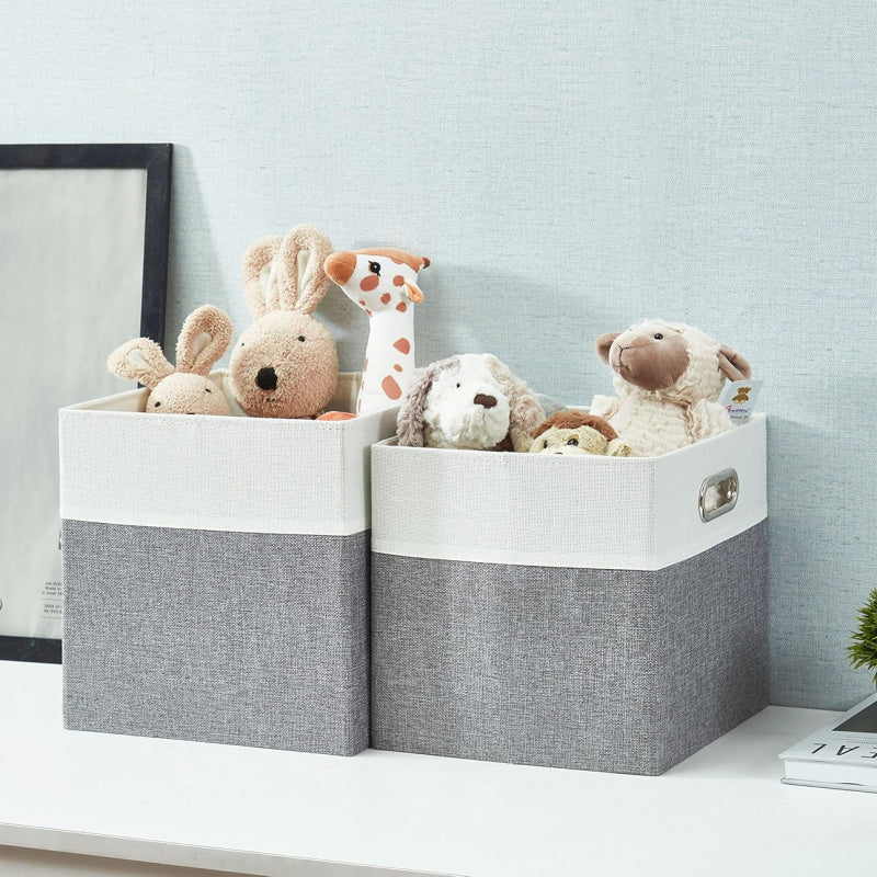 DECOMOMO Cube Storage Box - Karax Box, Cube Storage Box, Storage Basket (Gray And White, Set of 3)